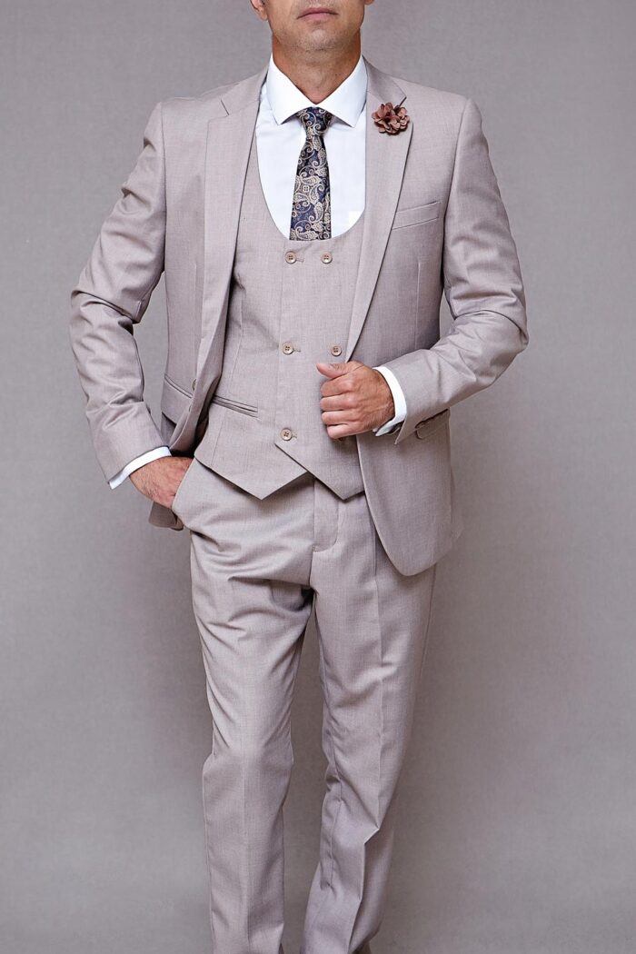 Beige slim fit suit BTM 509 1