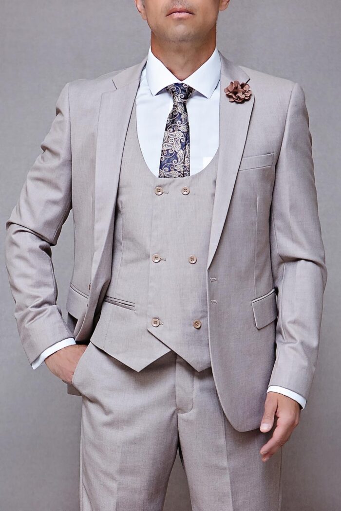 Beige slim fit suit BTM 509 3