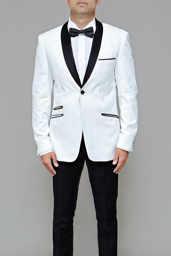 White Tuxedo with black lapel BTM 502 1